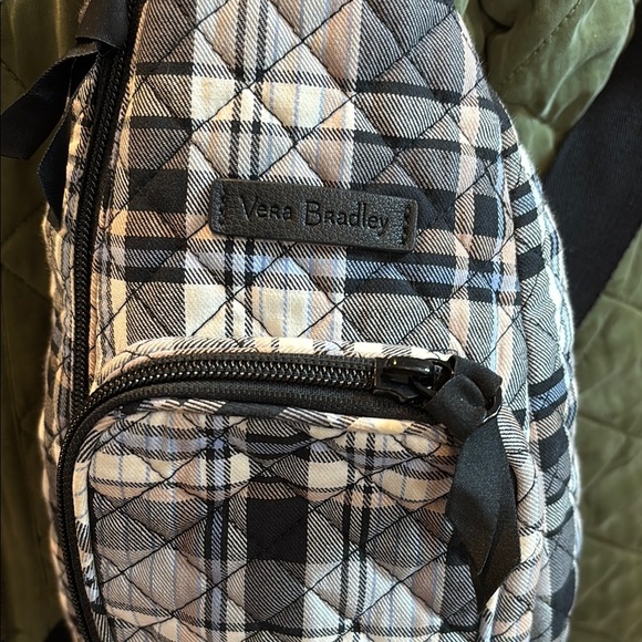 NWOT Vera Bradley Iconic Mini Sling Backpack Belt Bag - Cozy Plaid Neutral - Picture 2 of 7